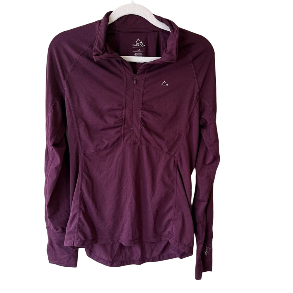 Paradox Purple Ruched Polo Long Sleeve Tee